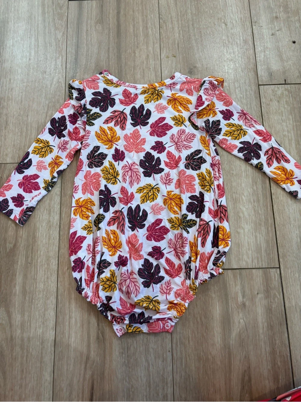 Posh Peanut Autumn Leaf Print Baby Pajama romper